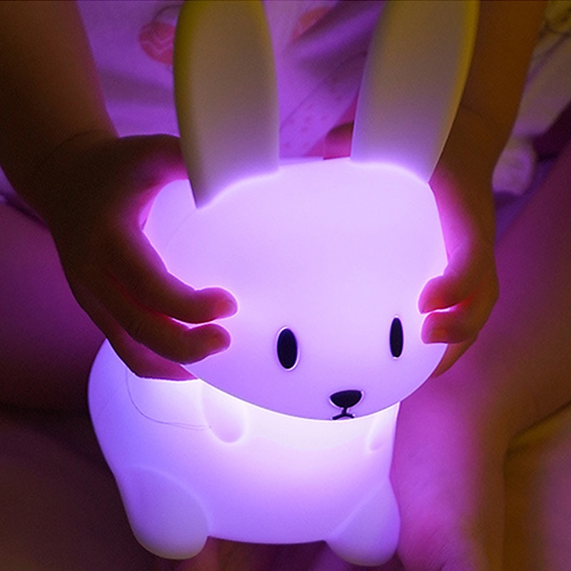 led kanin nattlys kaninlampe for barn berøringssensor dyr tegneserie søt lampe fargerik usb oppladbar silikongave barnehage jente gutt småbarn kawaii romdekorasjon soverom nattbordslampe 2025 - $35.99 –P6