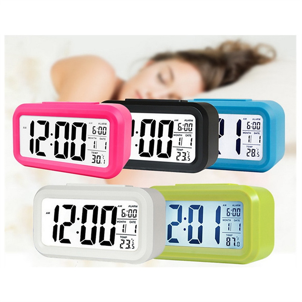 reloj inteligente led electronic digital alarm clock recarga escritorio reloj temperatura lazy snooze alarm mute retroiluminado reloj electrónico reloj digital 2025 - $15.99 –P1