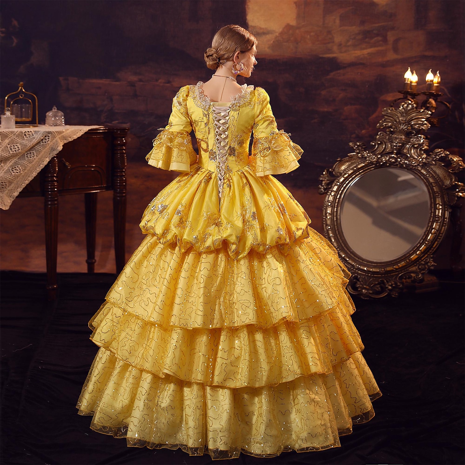 Da principessa Shakespeare Taglie forti Gotico Rococò Ispirato al vintage Medievale Vestiti Vestito da Serata Elegante Stile Carnevale di Venezia Per donna Costume Vintage ▾ Cosplay Feste Mascherata del 2026 a $251.59 –P7