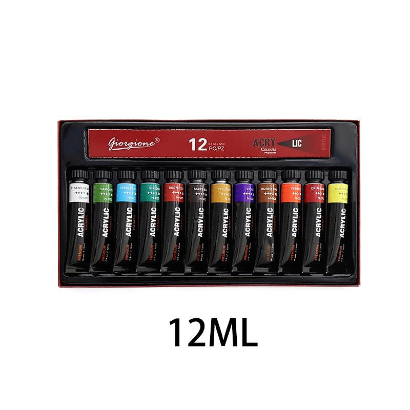 cross-border acrylic paint 18-piece set 12 ml 12-color spikes flat peak brush palette diy painting tools 2025 - $16.99 –P3