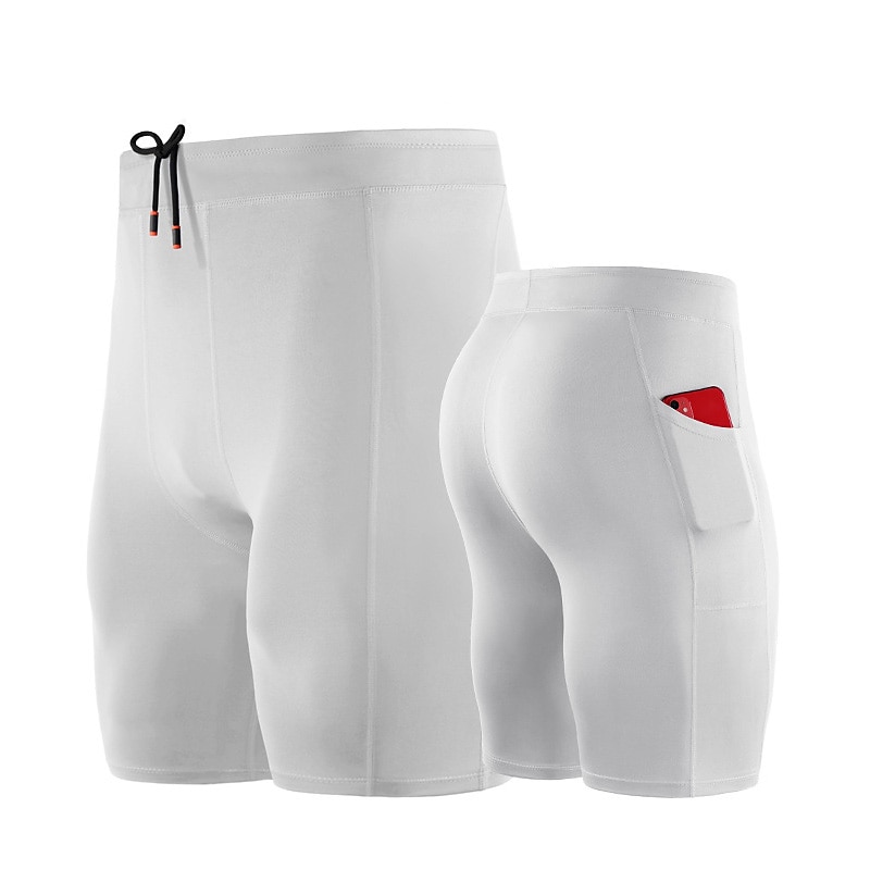 Herre Tettsittende treningshorts Kompresjonshorts Yogashorts Spandex shorts Snorer med telefonlomme Grunnlag Atletisk Sommer Spandex Pustende Hurtigtørkende Fukttransport Myk Yoga & Danse Sko Maraton 2025 - $16.49 -P6