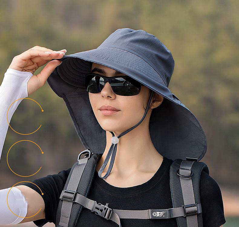 Women's Bucket Hat Sun Hat Navy Back Wide Brim with Neck Flap Sports &  Outdoor UV Sun Protection Sunscreen UV Protection Breathable 2024 - $15.99