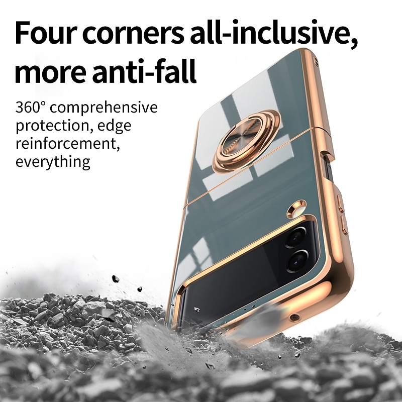 2025年 電話 ケース 用途 サムスンのギャラクシー Zフリップ7 Zフリップ6 Z Flip 5 Z Flip 4 Z Flip 3 バックカバー メッキ仕上げ バンカーリング 磁石バックル ソリッド TPU コレクション – $15.99 –P6