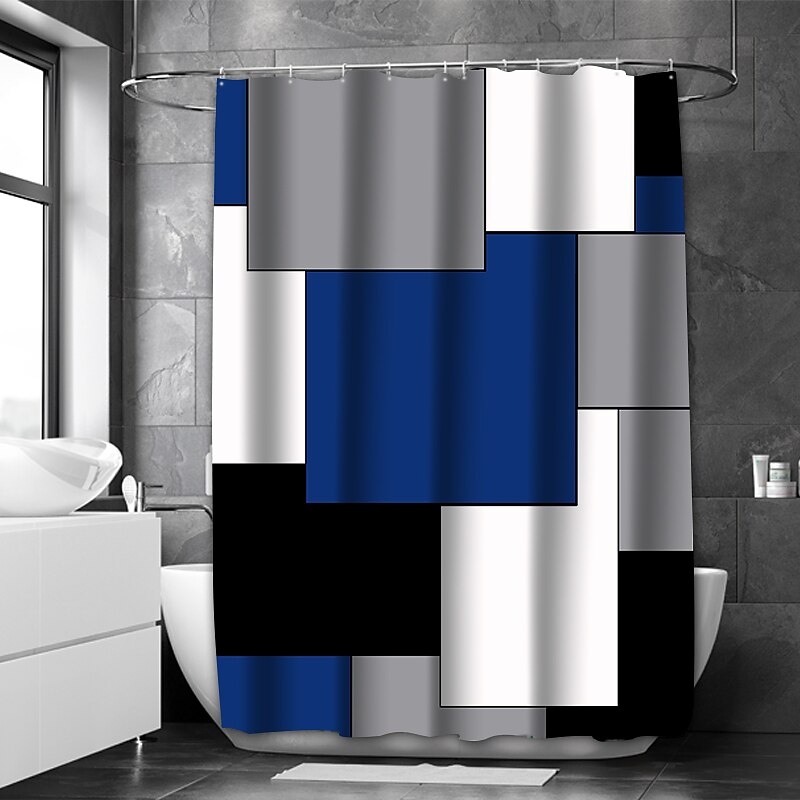 Κουρτίνα ντους με γάντζους 180cm*180cm(70"*70") Πολυεστέρας Πλενόμενη Αδιάβροχη Γεωμετρικό Σύγχρονο Απλό Σχέδιο 2025 - $27.99 –P8