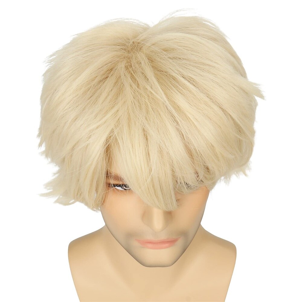 parrucca cosplay emo nera corta parrucca maschile nera uomini donne parrucca anime halloween a strati del 2025 a $20.99 –P7