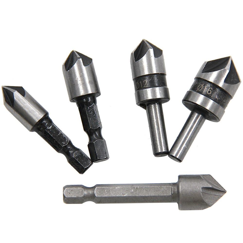 5pc 1/4 ''gambo 5 flauto smusso smussatura set misto cutter svasatore drill bit strumento la lavorazione del legno strumenti professionali di carpenteria del 2025 a $8.99 –P2