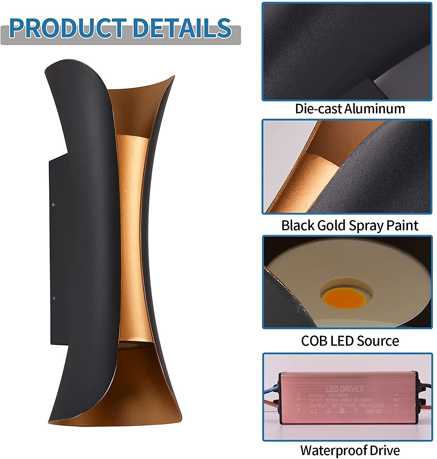 30/40 cm Plus Large Outdoor LED Wall Light 20W / 30W Various Color Temperature Lighting Modern Black Gold Courtyard Wall Lamp Suitable for Terrace Garage Balcony AC85-265V 2025 - $113.99 –P10