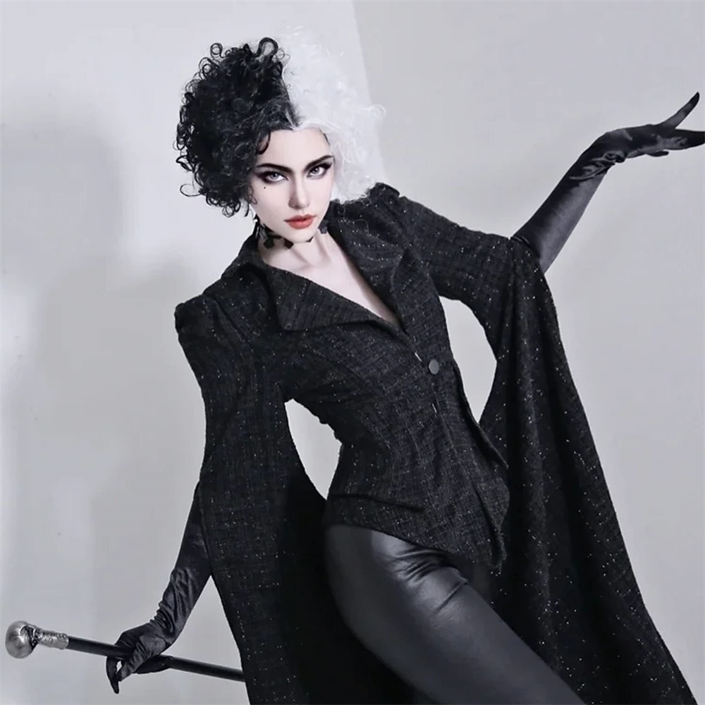 perucă cosplay jumătate albă și neagră perucă cosplay joc de rol peruci de petrecere pentru femei peruci de halloween 2025 - $17.99 –P5