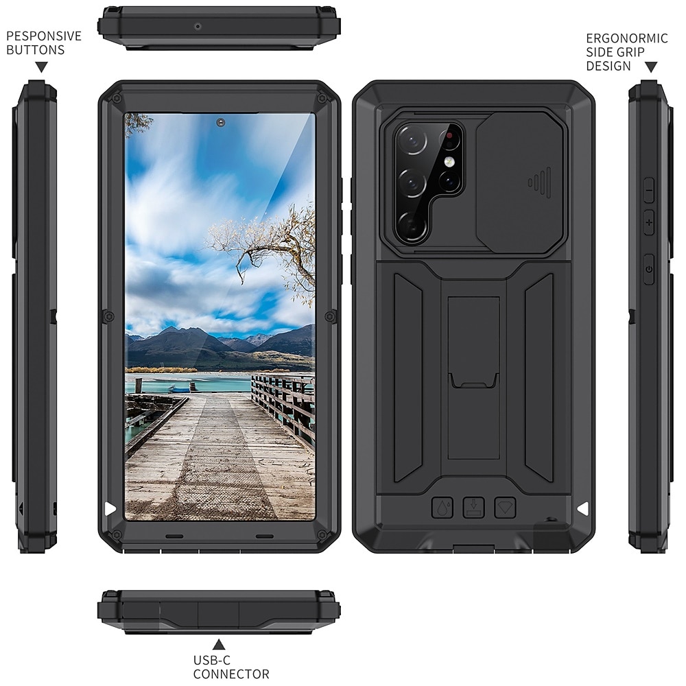 2025年 Samsung Galaxy S23 S22 Plus Ultra S25 Ultra 用ヘビーデューティ 防塵 四隅の落下耐性 キックスタンド 幾何学模様 メタル  コレクション – $44.99 –P4