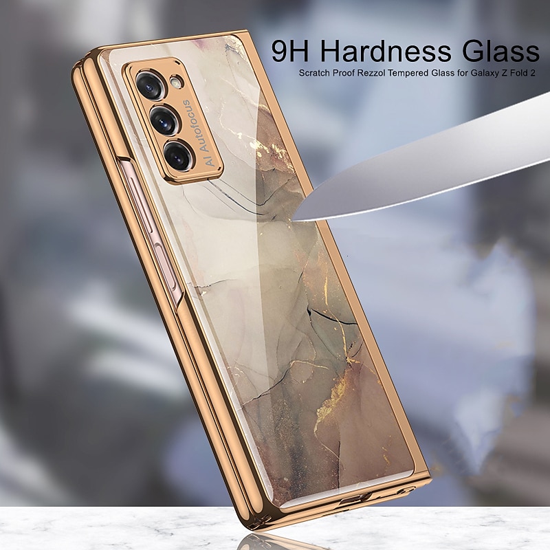 Marble Patterned Glass Phone Case For Samsung Galaxy Fold 2 Luxury 