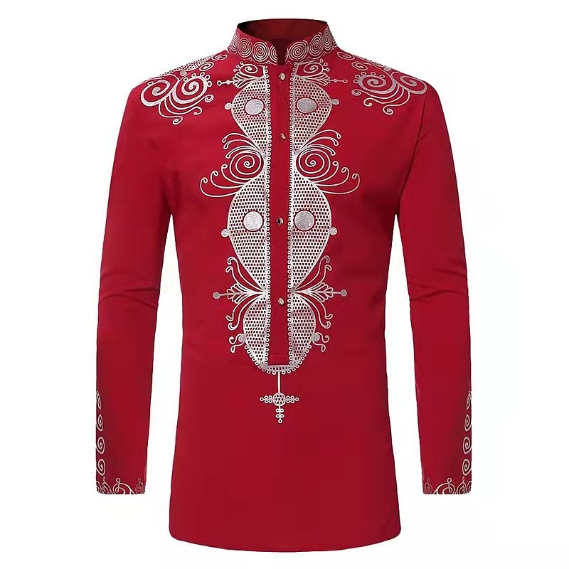 Herren Hemd Moderne afrikanische Outfits Afrikanischer Druck Dashiki Maskerade Erwachsene Hemd Party 2025 - $45.99 –P2