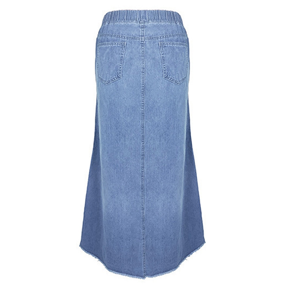 Damen Rock Langer Rock Modisch Sommer Maxi Röcke Einfarbig Tasche Urlaub Büro / Geschäftlich Blau Grau Leicht Blau Sommer Denim 2025 - $32.99 –P4