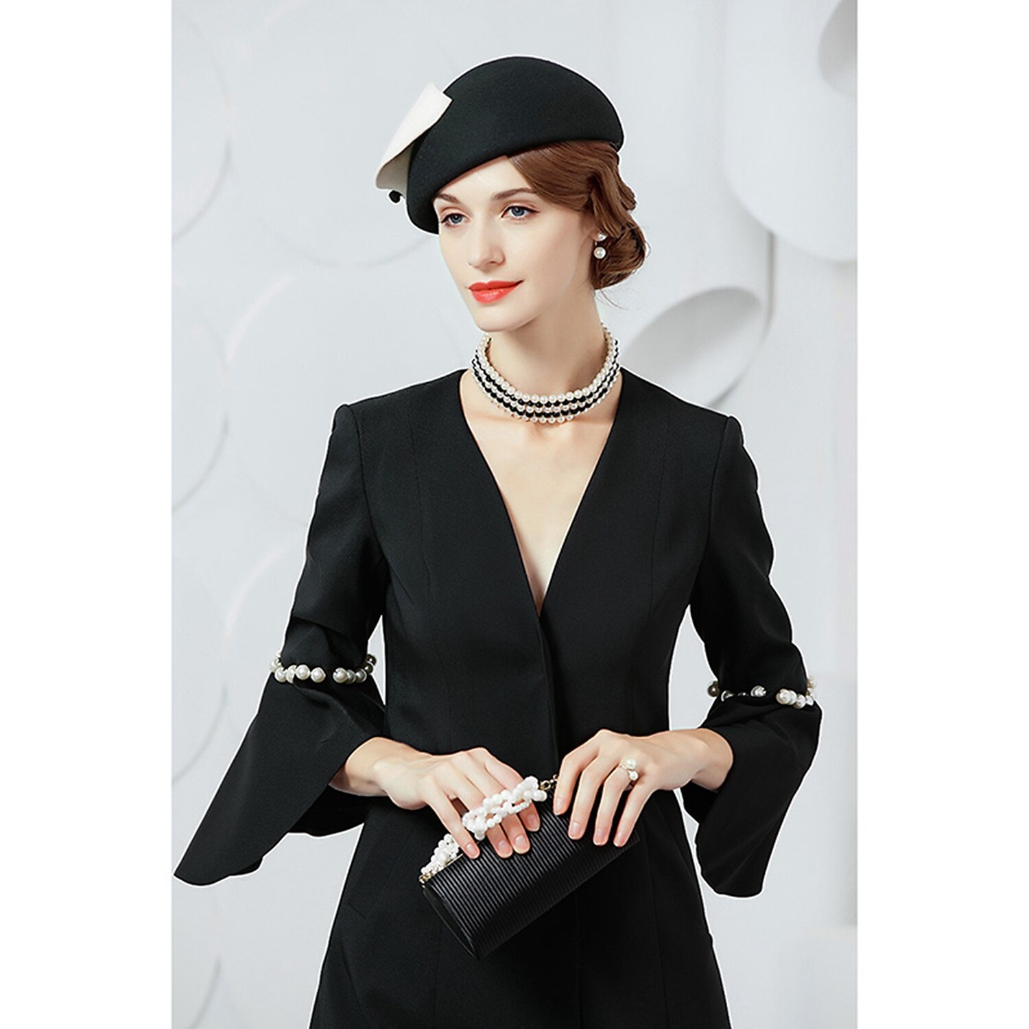 Moda Elegante 100% Lã Chapéus com Laço / Babados em Cascata 1pç Festa / Noite / Casual / Copa Melbourne Capacete de 2025 por $60.99 –P9