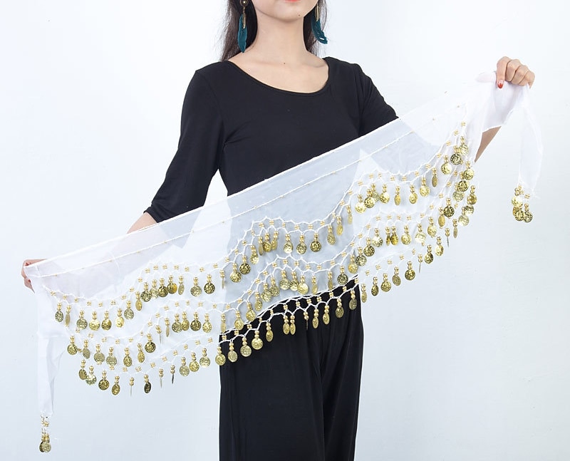 Belly Dance Hip Scarf Coin Sequin Women's Training Chiffon / Ballroom Gold Coin Belt 2025 - $8.49 –P10