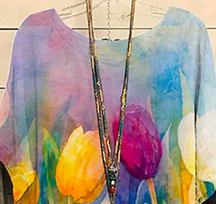 Női Plus Size Blúz Chiffon Alapvető Virág Mintás Dolman Ujjú Rövid Ujjú Kerek Nyak Mindennapi Weekend Kék Nyár Tavasz 2025 - $28.99 –P2