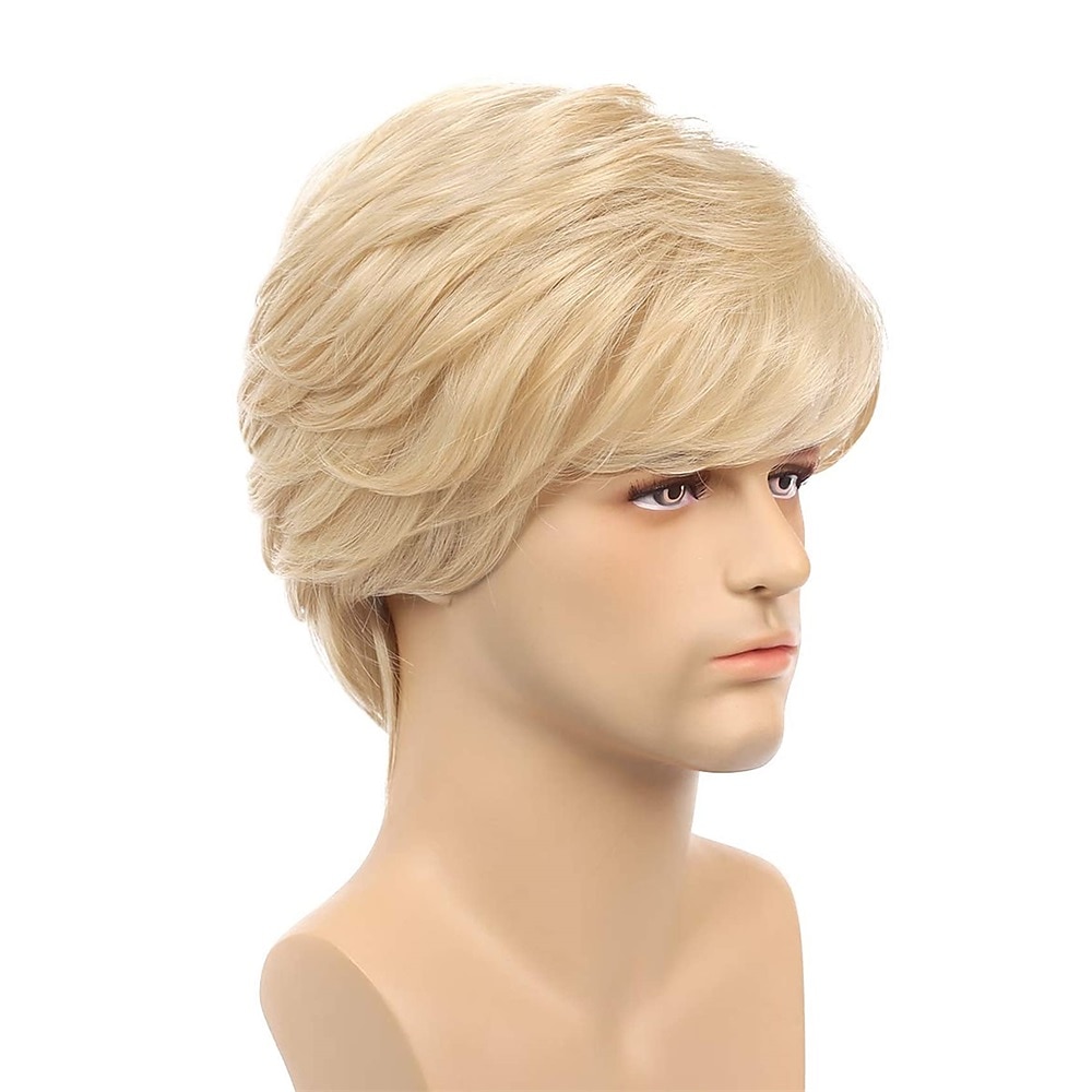 Short Men Blonde Wigs Layered Fluffy Natural Curly Wig Synthetic Heat Resistant  Cosplay Wig for Male Guys Carnival Wig 2025 - $22.99 –P3