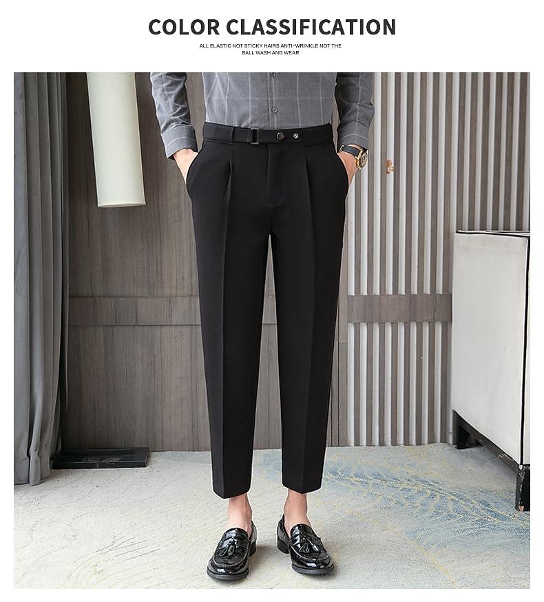 Voor heren Afstuderen Pakken Broek Geplooide broek Kostuumbroek Zak Hoogte stijging Effen Kleur Comfort Zacht liiketoiminta Dagelijks Elegant Vintage Zwart Wit Hoge taille 2025 - $46.99 –P13