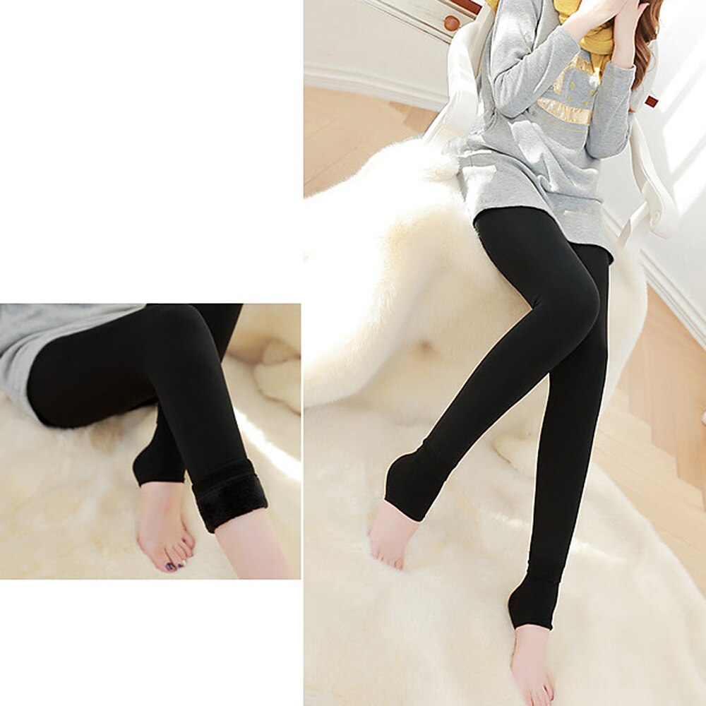 Mujer Pantalones de lana Medias Plano Media cintura Longitud total Negro Otoño invierno 2025 - $12.99 –P10
