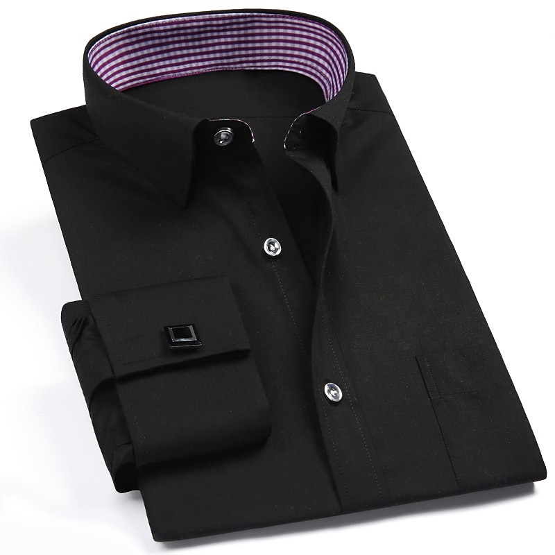 Men's Dress Shirt Non Iron Shirt French Cuff Shirt Collared Shirt Button Up Shirt Curve Wedding Work Black White Pink Blue Long Sleeve Turndown All Seasons Clothing Apparel Button-Down 2025 - $31.99 –P4
