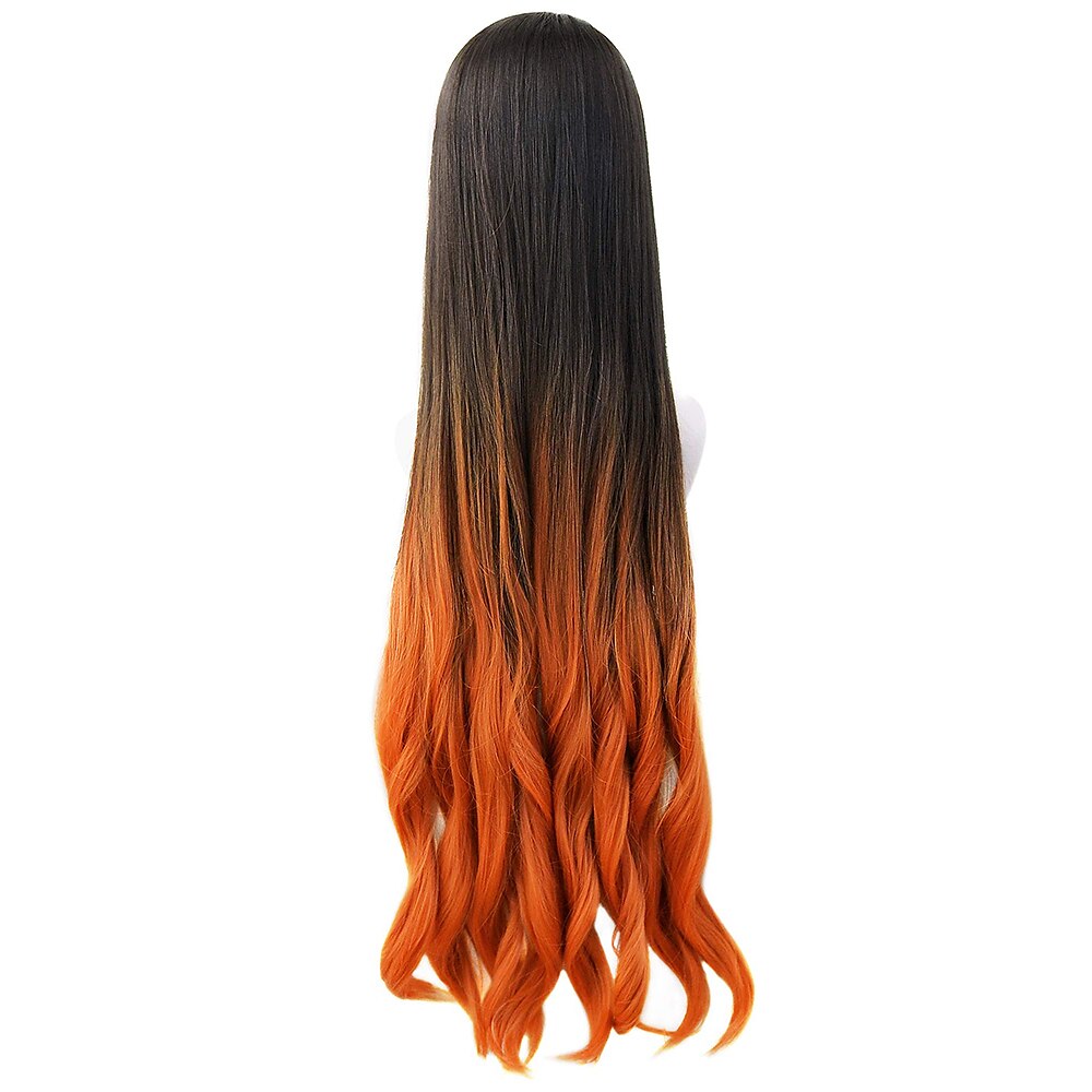 Women's Nezuko Cosplay Wig Long Black Gradient Orange Wave Hair Halloween Wigs 2025 - $26.99 –P4