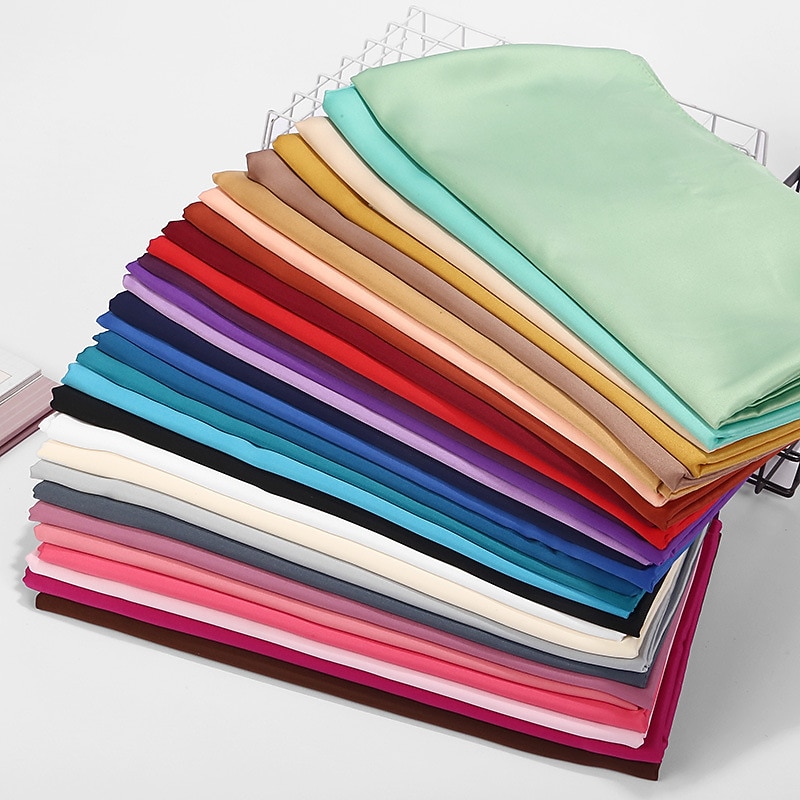 1 peça de luxo lenço de seda feminino lenço hijab longo xale muçulmano turbante bandana lenços de cetim envoltórios de cabeça de 2026 por $11.49 –P2
