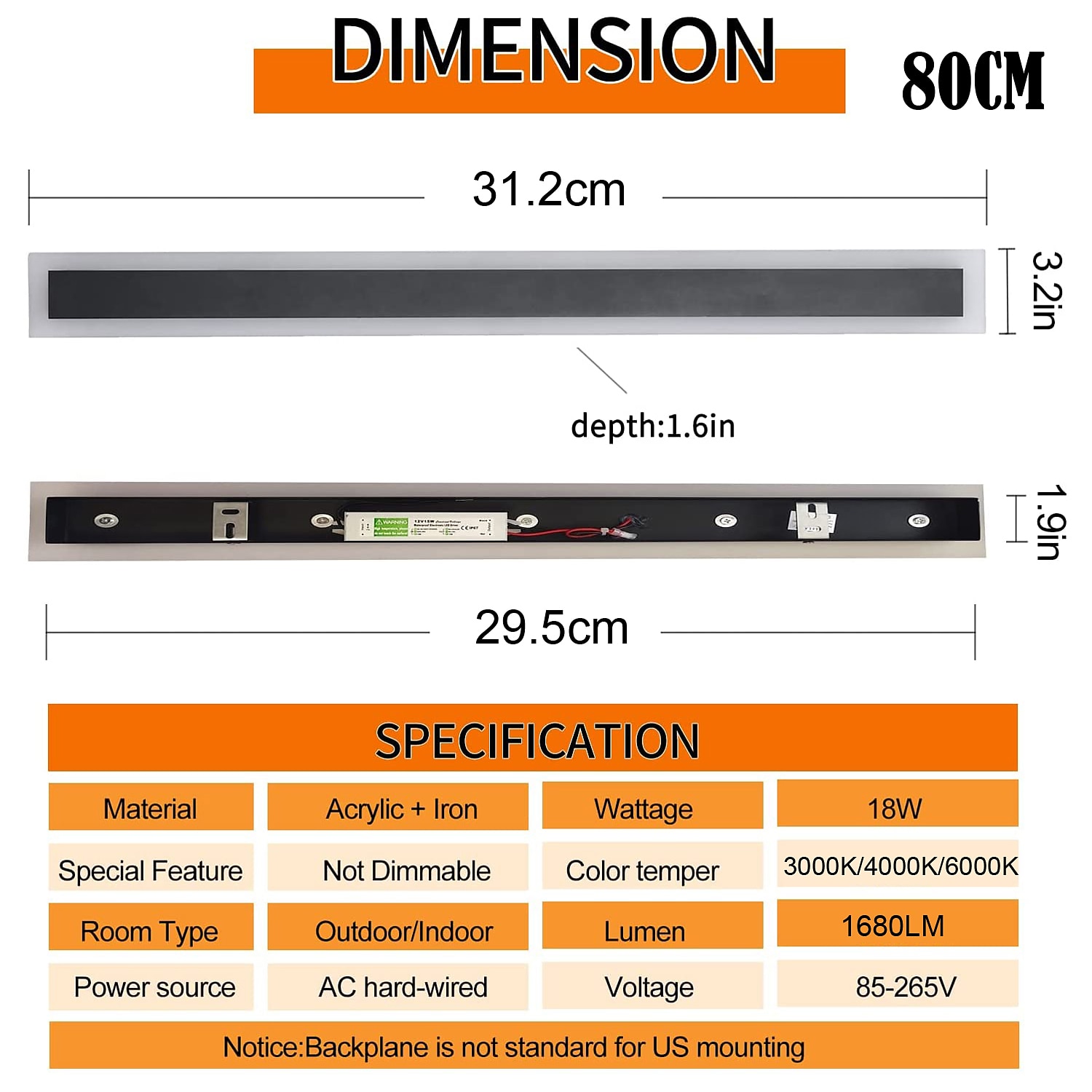 60/80/100cm Wall Light LED Acrylic Wall Sconces Long Porch Wall Lamp Fixture Suitable for Living Room AC85-265V 2025 - $85.99 –P4