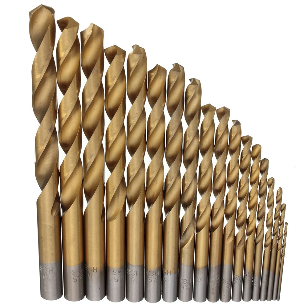 19pc/lot 1mm-10mm Titanium Metalworking Hard Metal HSS Twist Drill Bit Set For Drilling Stainless Steel 2025 - $16.99 –P3