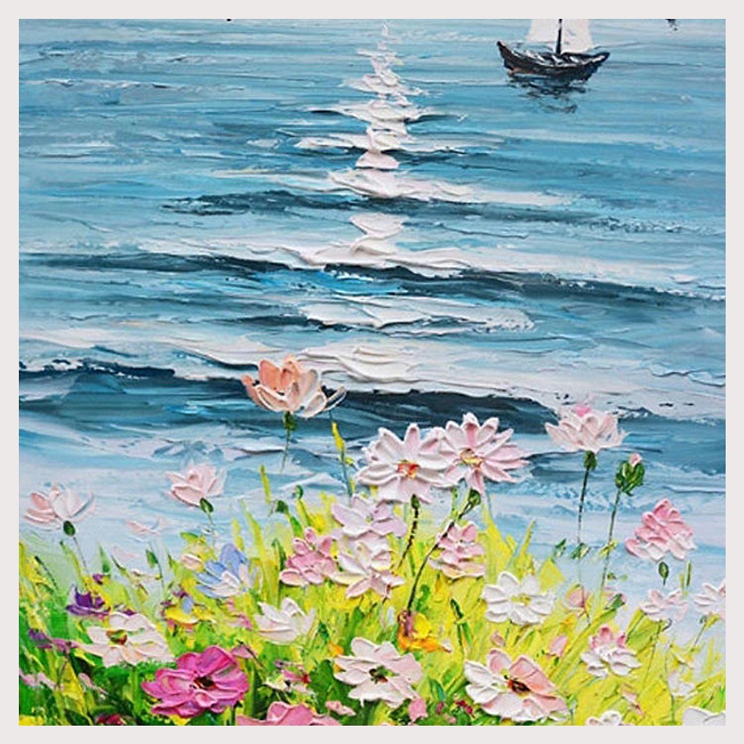Pintura al óleo hecha a mano canvaswall arte decoración abstracta cuchillo pintura paisaje flores para decoración del hogar enrollado sin marco pintura sin estirar 2025 - $108.99 –P3