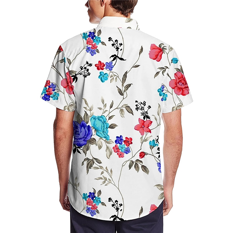 Herren Blumen Hemd Grafik-Shirt Aloha-Shirt Kurzarm Hemd Umlegekragen Outdoor Strasse Print Weiß Bedruckt Button-Down Bekleidung Modisch Designer Brautkleider schlicht Atmungsaktiv 2025 - $23.99 –P2