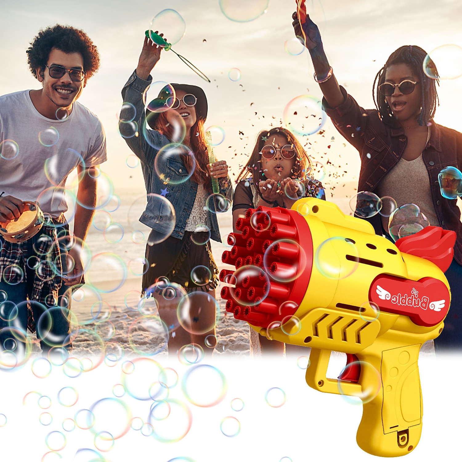 raket bubbelpistol 29 håls automatisk såpbubblor maskin utomhusleksak för barn födelsedagspresenter bröllopsfest sommarpojkar present 2025 - $21.99 –P14