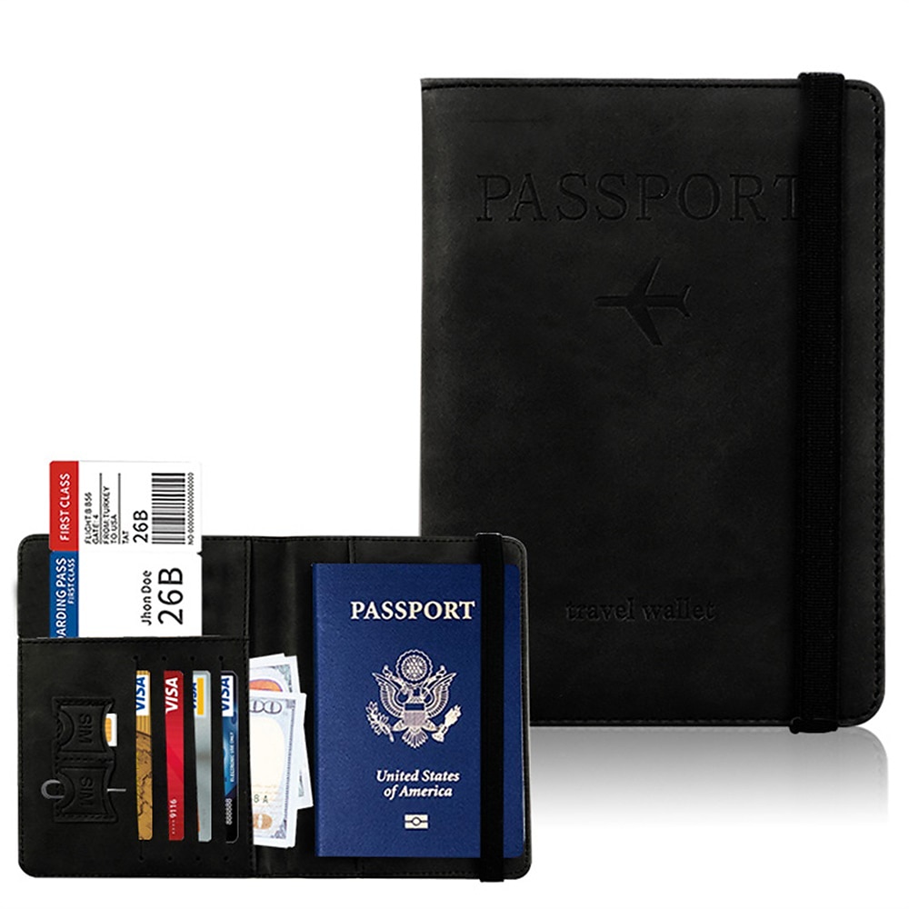 Rfid Passport Bag Pu Leather Multi-function Can Put Sim Card Id Bag Leather Case Passport Holder 2025 - $11.99 –P5
