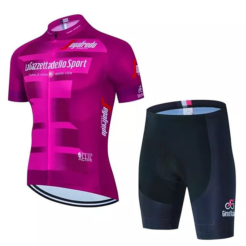 Men's Cycling Jersey with Shorts Short Sleeve Mountain Bike MTB Road Bike Cycling Black Pink Blue Bike Clothing Suit 3D Pad Breathable Quick Dry Back Pocket Polyester Spandex Sports Letter & Number 2025 - GBP £33 –P4