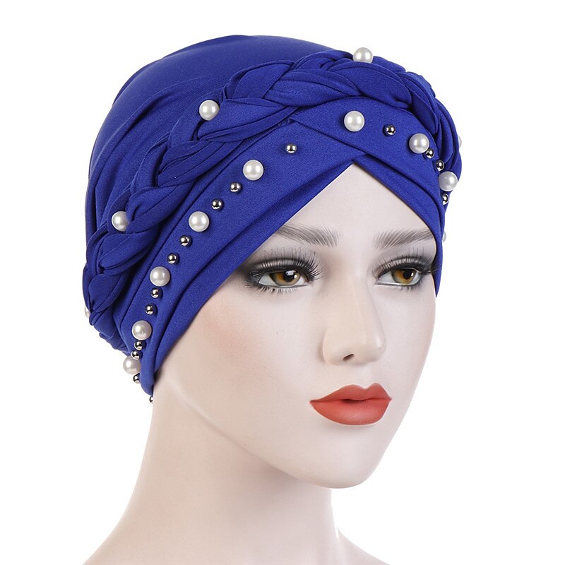 femmes de mode perles musulman écharpe hijabs chapeau femmes inde chapeau solide turban chapeau wrap cap tête écharpe foulard chapeau femelle cheveux accessoires de 2025 ? $8.99 –P1