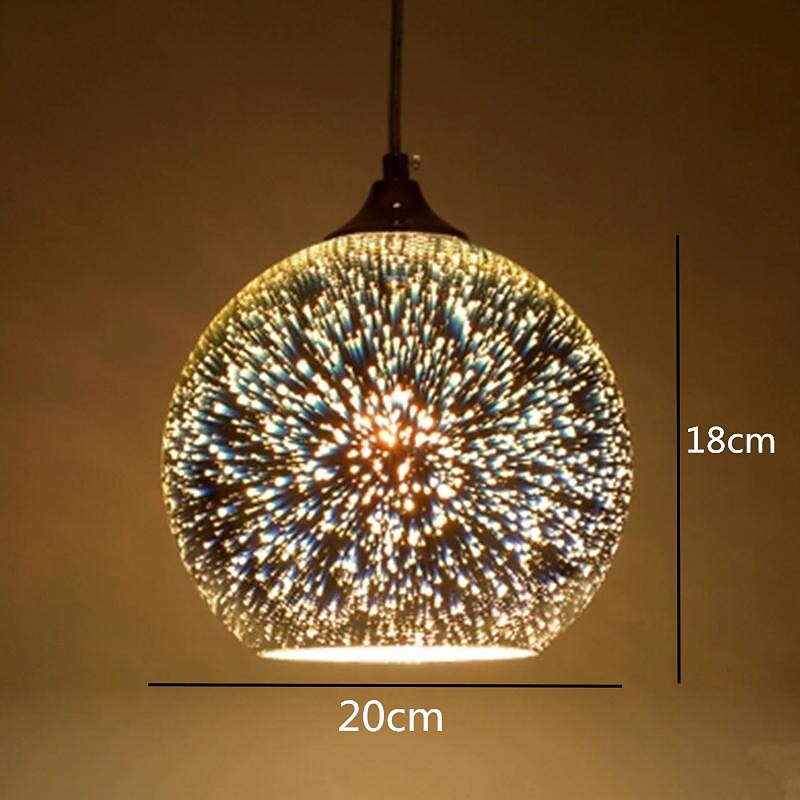 Lámpara colgante de 20 cm led diseño único lámpara colgante 3d vidrio estilo moderno galvanizado 220-240v 2026 - $131.99 –P2