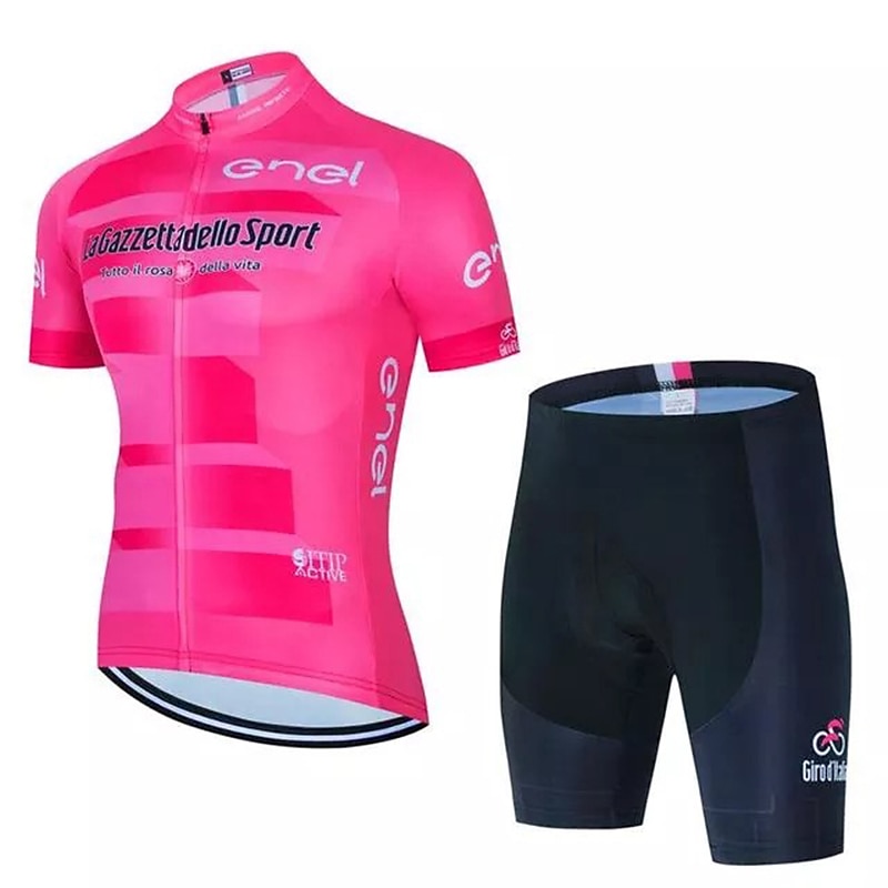 Men's Cycling Jersey with Shorts Short Sleeve Mountain Bike MTB Road Bike Cycling Black Pink Blue Bike Clothing Suit 3D Pad Breathable Quick Dry Back Pocket Polyester Spandex Sports Letter & Number 2025 - GBP £33 –P5