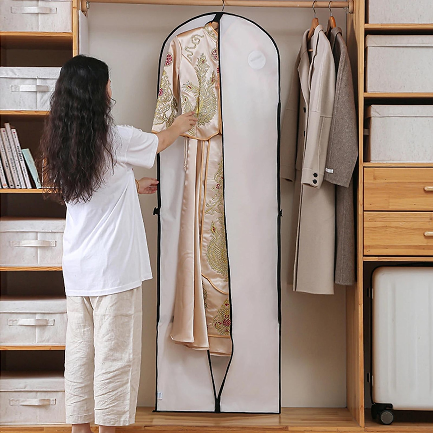 Clothes Dust Cover Garment Bag for Suit Dress Jacket Coat, Dustproof Breathable Protector for Travel, Wedding Dress Bridal Gown Long Storage Bag, Thickened Cover 2026 - $19.99 –P1