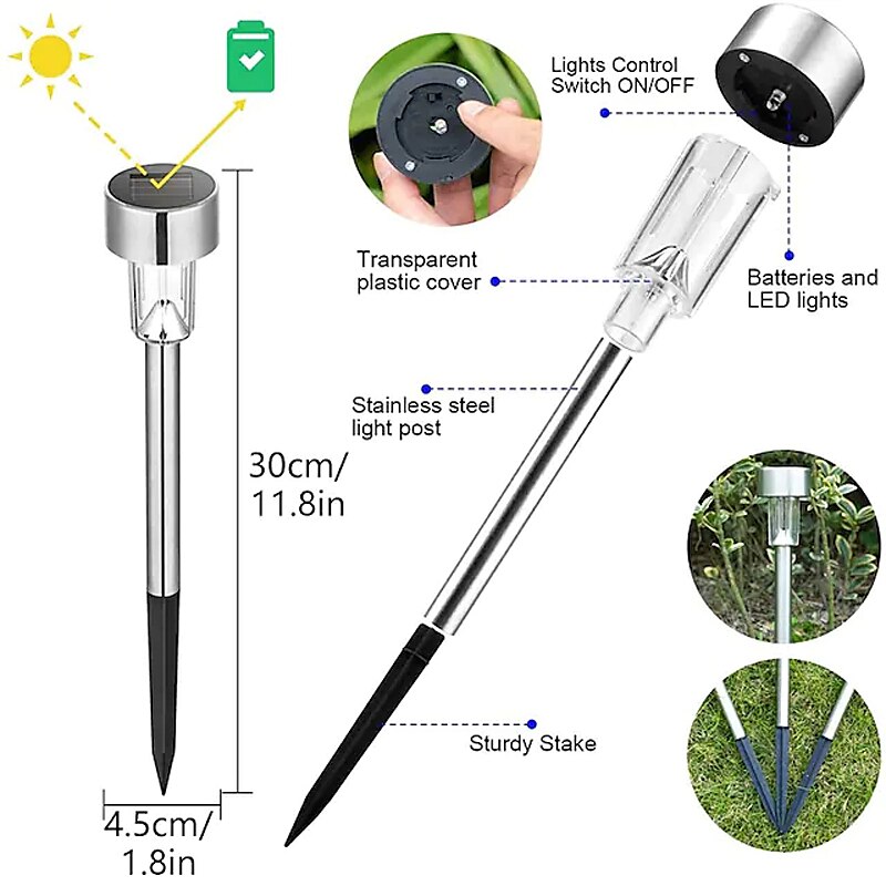 12pcs Outdoor Pathway Lights Solar Garden Light Waterproof LED Solar Lawn Light Garden Deck Walkway Solar Landscape Decoration Night Light 2025 - $37.99 –P1