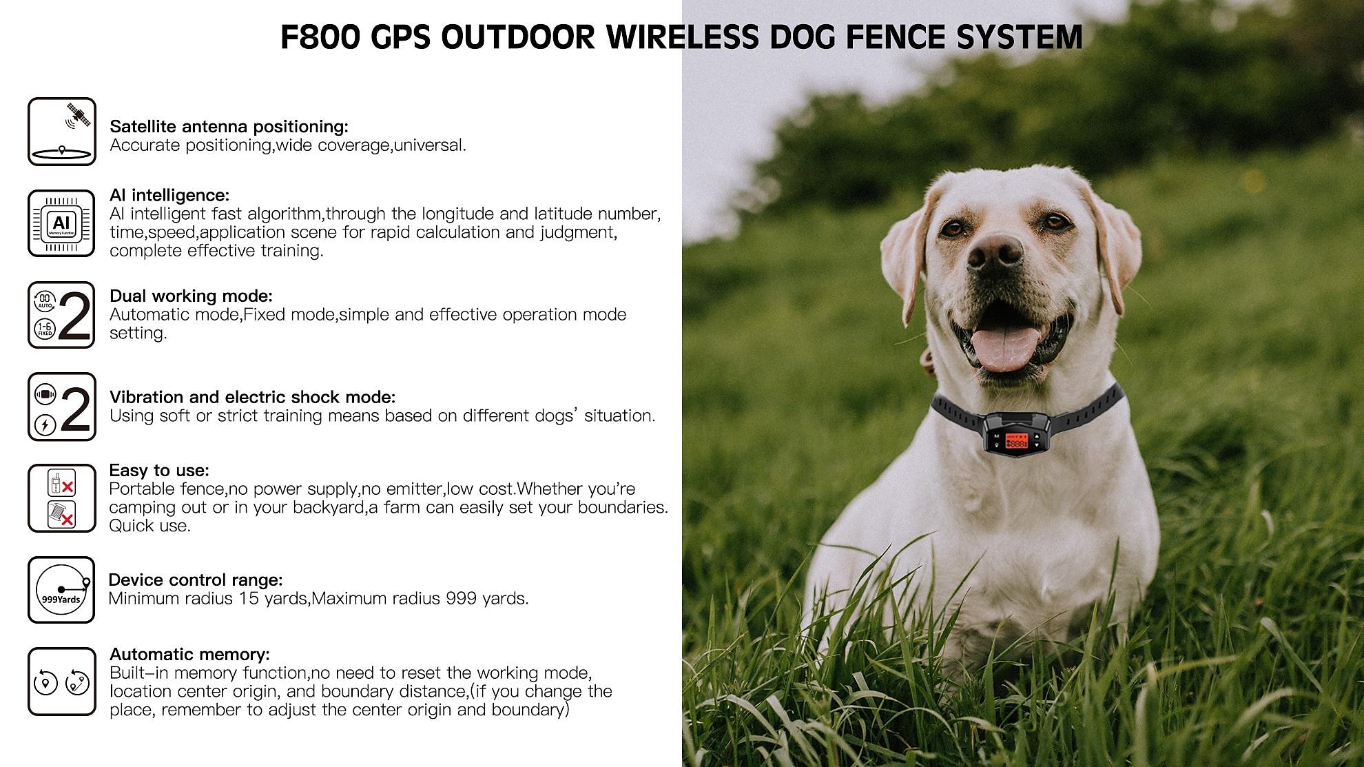 GPS Wireless Pet Fence Pet Containment System Covers up to 999 Yard Waterproof Receiver with Tone/Static Correction 2024 - $116.99 –P12