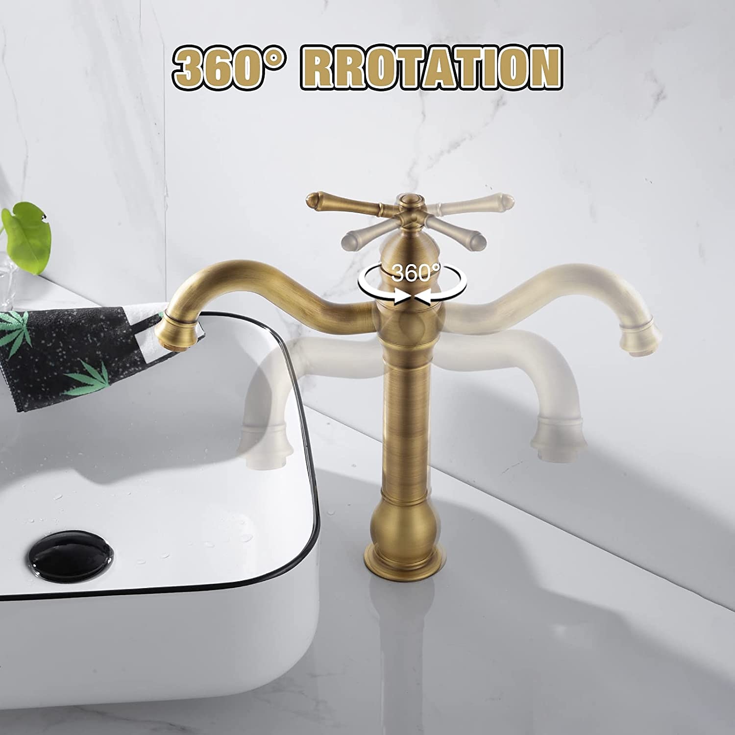 Bathroom Sink Mixer Faucet Deck Mounted, 360 Swivel Washroom Basin Taps Single Handle Rose One Hole Electroplated Faucet with Hot and Cold Water Gold/Black/Brushed Gold/Brass/Rustic Nickel 2025 - $97.99 –P1