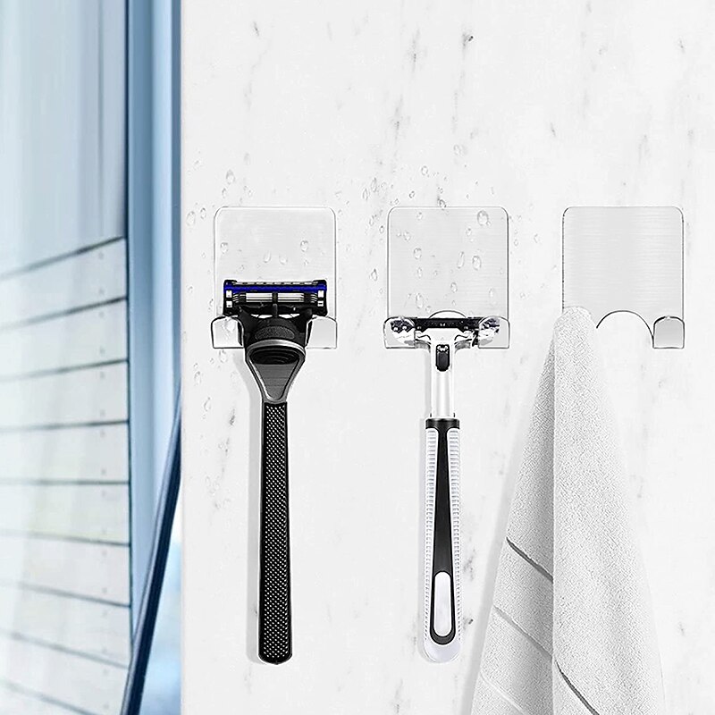 2 Pcs Self Adhesive Razor Holder Hooks Shower Hooks Suitable for Razor Bathroom Kitchen Storage Box Used for Razor Plug Towel (Transparent) 2025 - $11.49 –P1