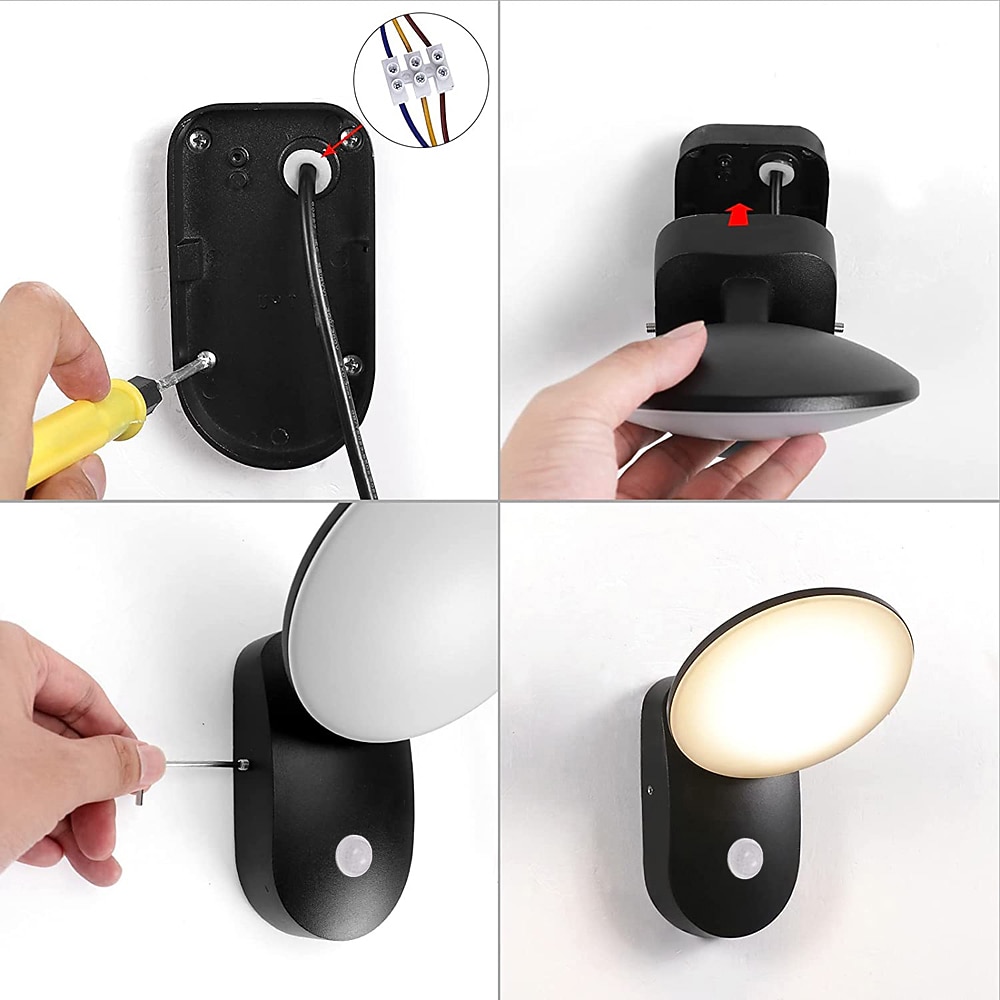 Sensor de movimiento de 12w, luz de pared para exteriores, control led, interruptor automático, reflector impermeable para exteriores, pasillo de jardín, terraza, puerta interior para exteriores, 2025 - $99.99 –P1