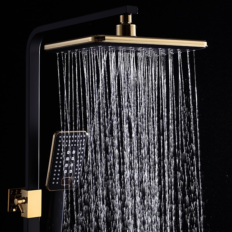 sistema de ducha juego de grifería montado en la pared, cabezal de ducha de lluvia de 9 pulgadas ducha de mano rociador de mano con soporte acabados electrochapados/pintados montaje interior válvula de cerámica ducha de baño 2025 - $333.79 –P15