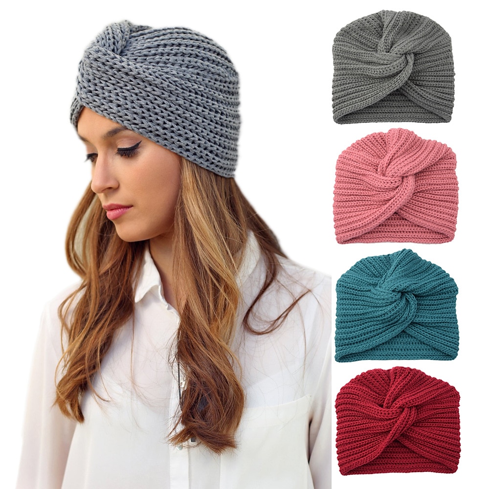 muslim inner hijab caps bohemia turban cross wrap head indian hat knitting hijab bonnet turbante cap for women wear 2025 - $8.49 –P1