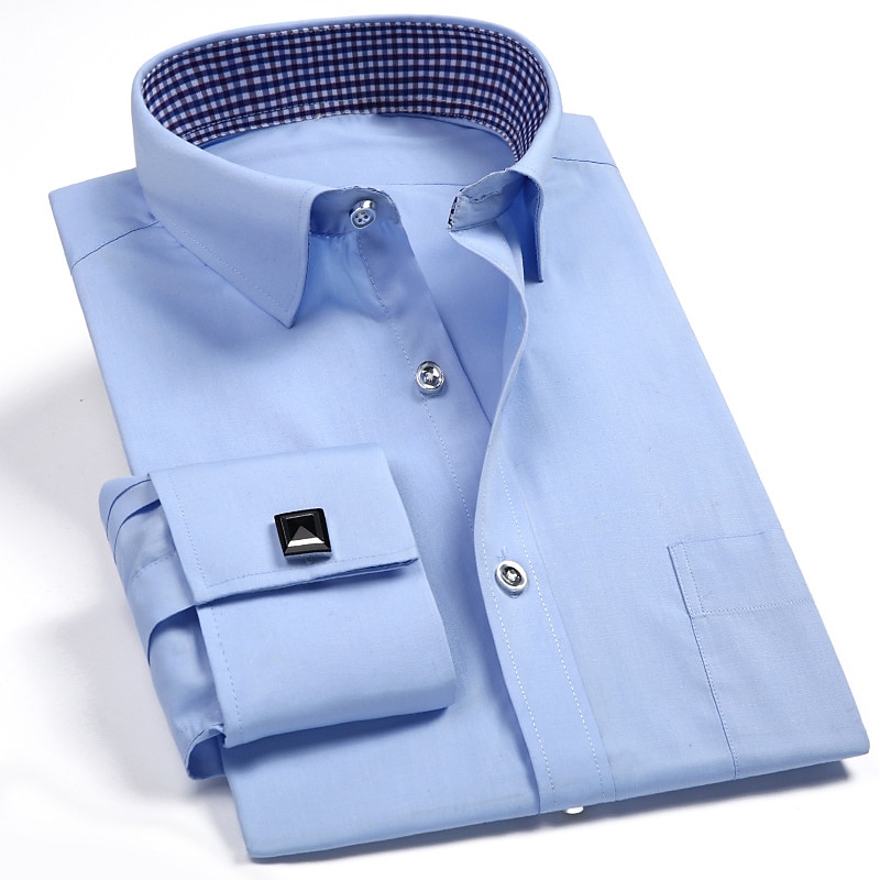 Men's Dress Shirt Non Iron Shirt French Cuff Shirt Collared Shirt Button Up Shirt Curve Wedding Work Black White Pink Blue Long Sleeve Turndown All Seasons Clothing Apparel Button-Down 2025 - $31.99 –P2