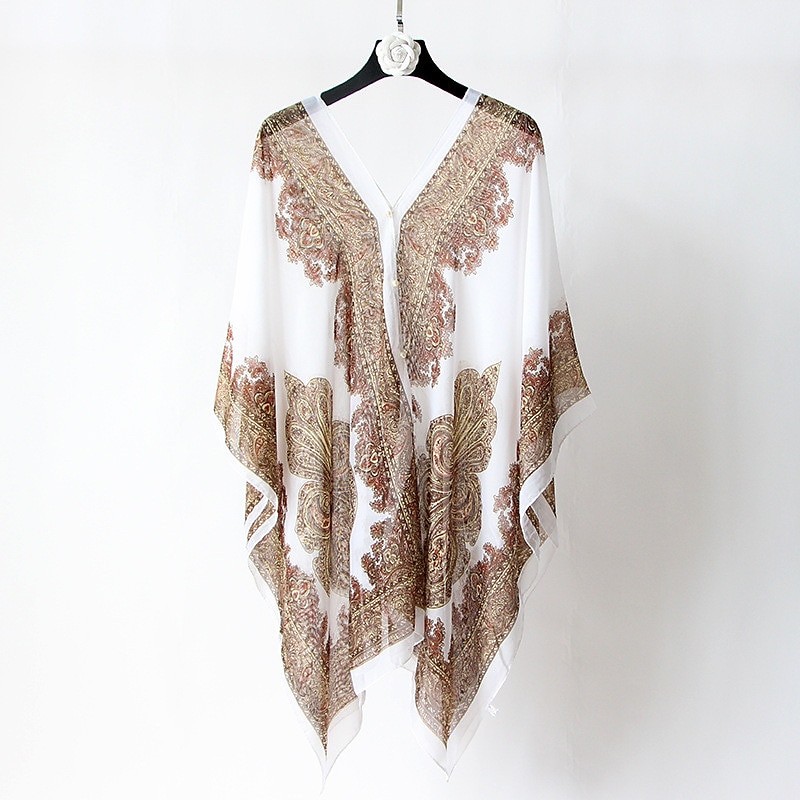 Fashion Women Scarf Shawl Poncho Printed Sunscreen Scarf Sun Protection Shawl Beach Shawl Bikini Cover Soft Comfortable 2025 - $13.99 –P10