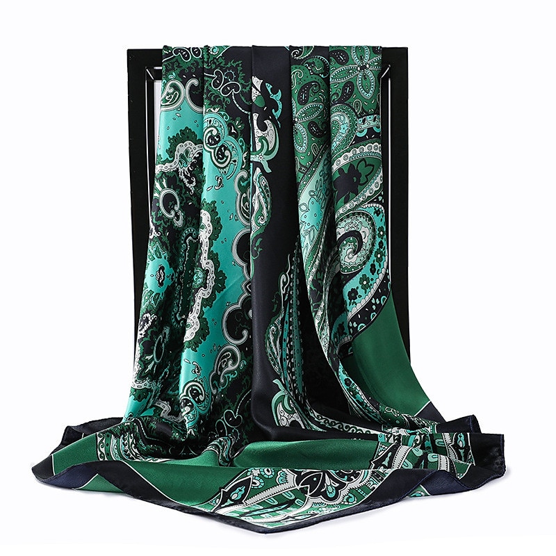 Foulard carré fleurs vintage pour femmes châles foulard femme bandeau imprimé sur la tête enveloppe foulard hijab bandes de cheveux 90*90cm de 2025 ? $7.49 –P8