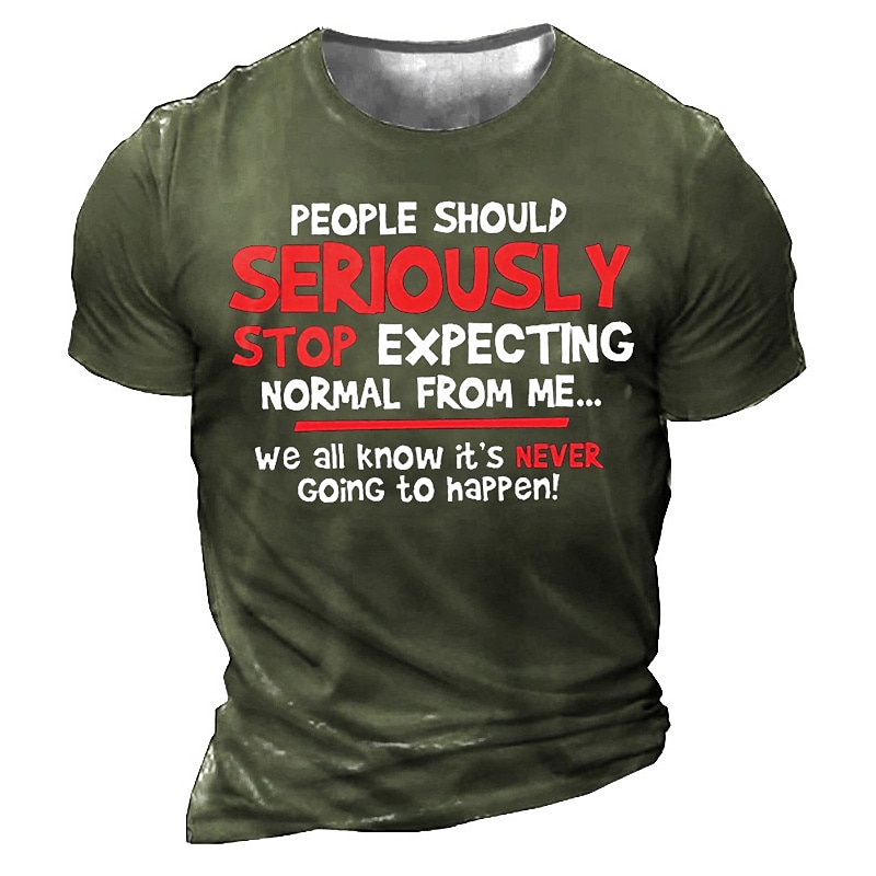 Men's Sarcasm Unisex Letter Graphic Prints T shirt Slogan T Shirts Distressed T Shirt Short Sleeve T shirt 3D Print Crew Neck Shirt Vintage Sports Designer Outdoor Street Daily Black Army Green Navy 2025 - $17.99 –P4