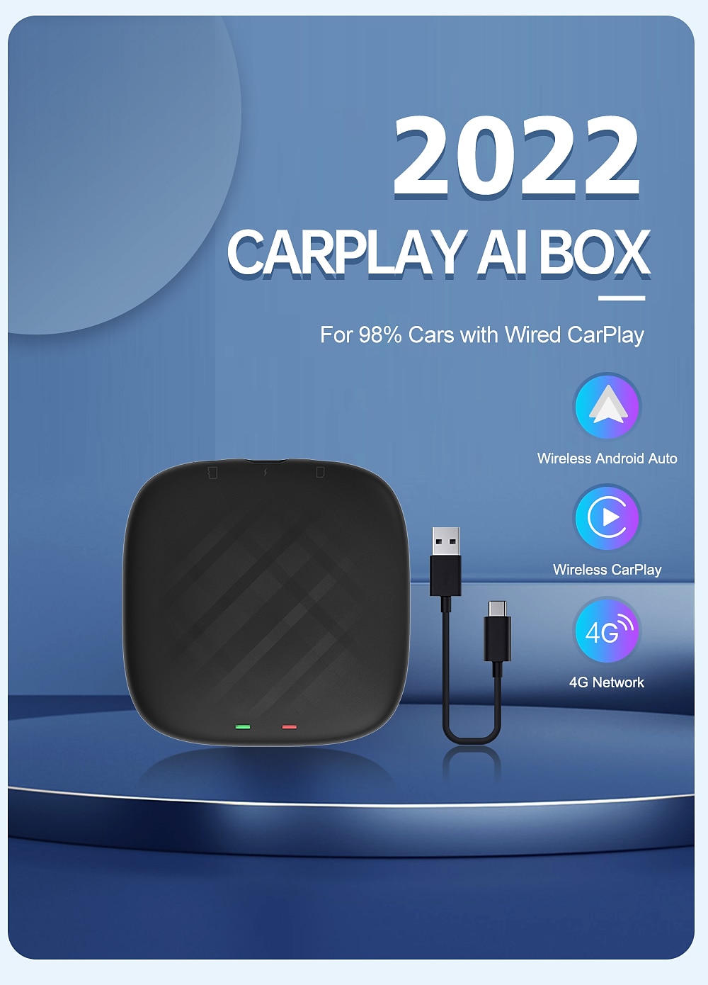 Carlinkit CarPlay AI Box Android 11.0 Wireless CarPlay Wireless Android Auto  CPC200-Tbox Mini Black Support iOS & Android 2024 - $126.99