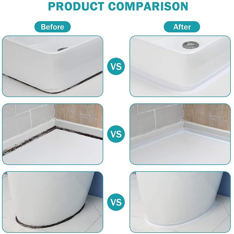 2PCS Caulk Strip Tape PVC Self-Adhesive Decorative Sealing Tape Used for Kitchen Sink Toilet Bathroom Bathtub Floor Wall Edge 0.87''*10.5ft/2.2*320cm 2025 - $4.99 –P5