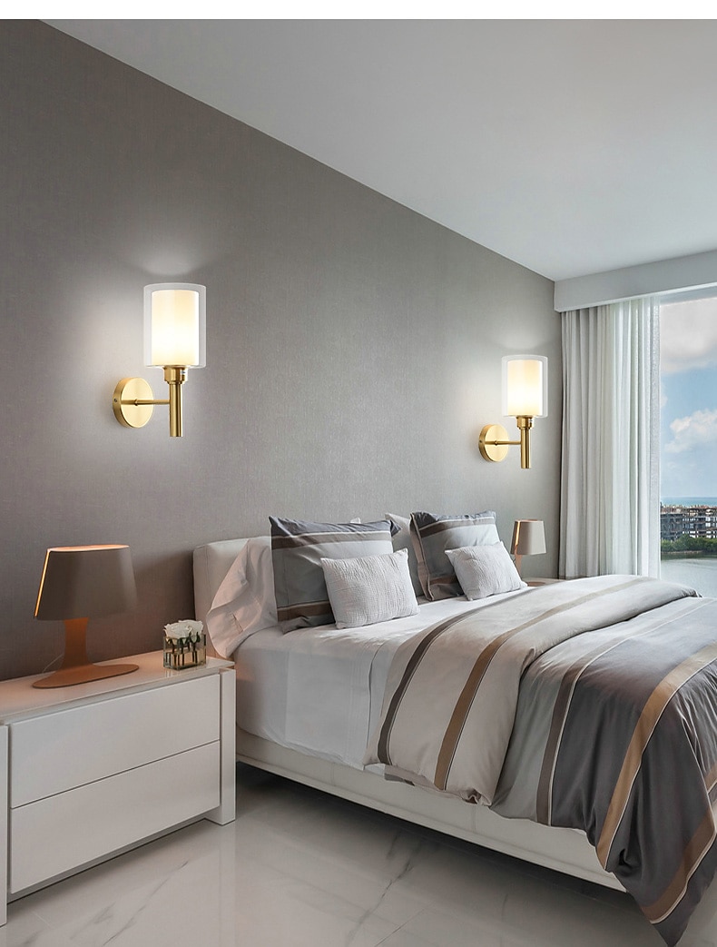 תאורת קיר מודרנית שטוחה, led סלון חדר שינה אור קיר נחושת 220-240v 2025 - $174.99 –P5